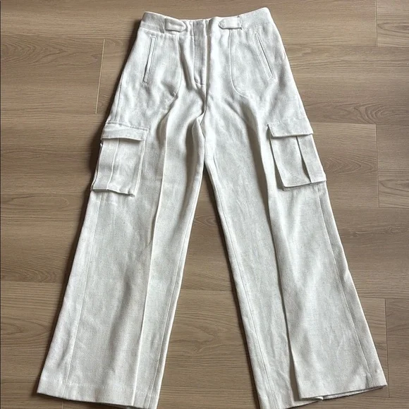 $348 Torn By Ronny Kobo Designer Luxury Elegant Chuck Cargo Pants Ivory - Picture 4 of 8